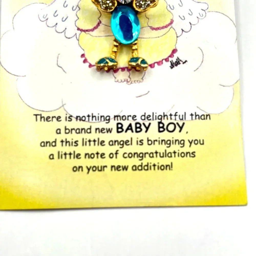 Baby Boy Angel Lapel Pin Blue Angel Brooch with Blue